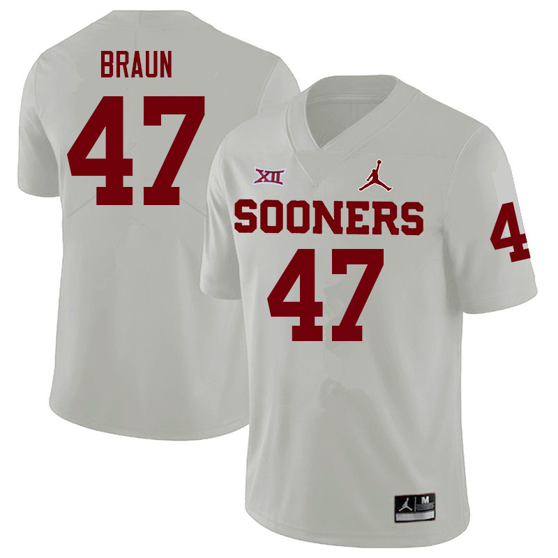 Men #47 Brady Braun Oklahoma Sooners College Football Jerseys Sale-White